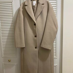 H&M Women's Single-Breasted Oversized Blend Beige/Tan Coat Size XS